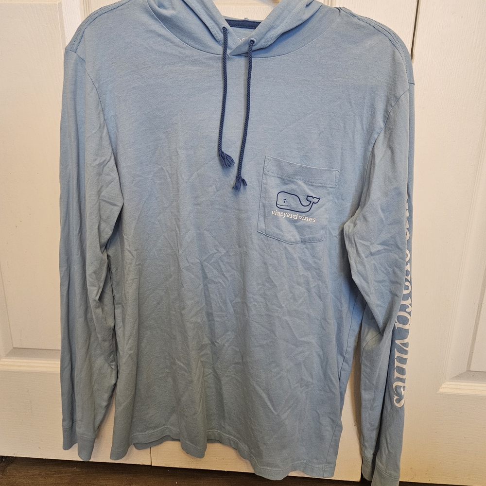 Vineyard Vines Sky Blue Hoodie with Whale Logo